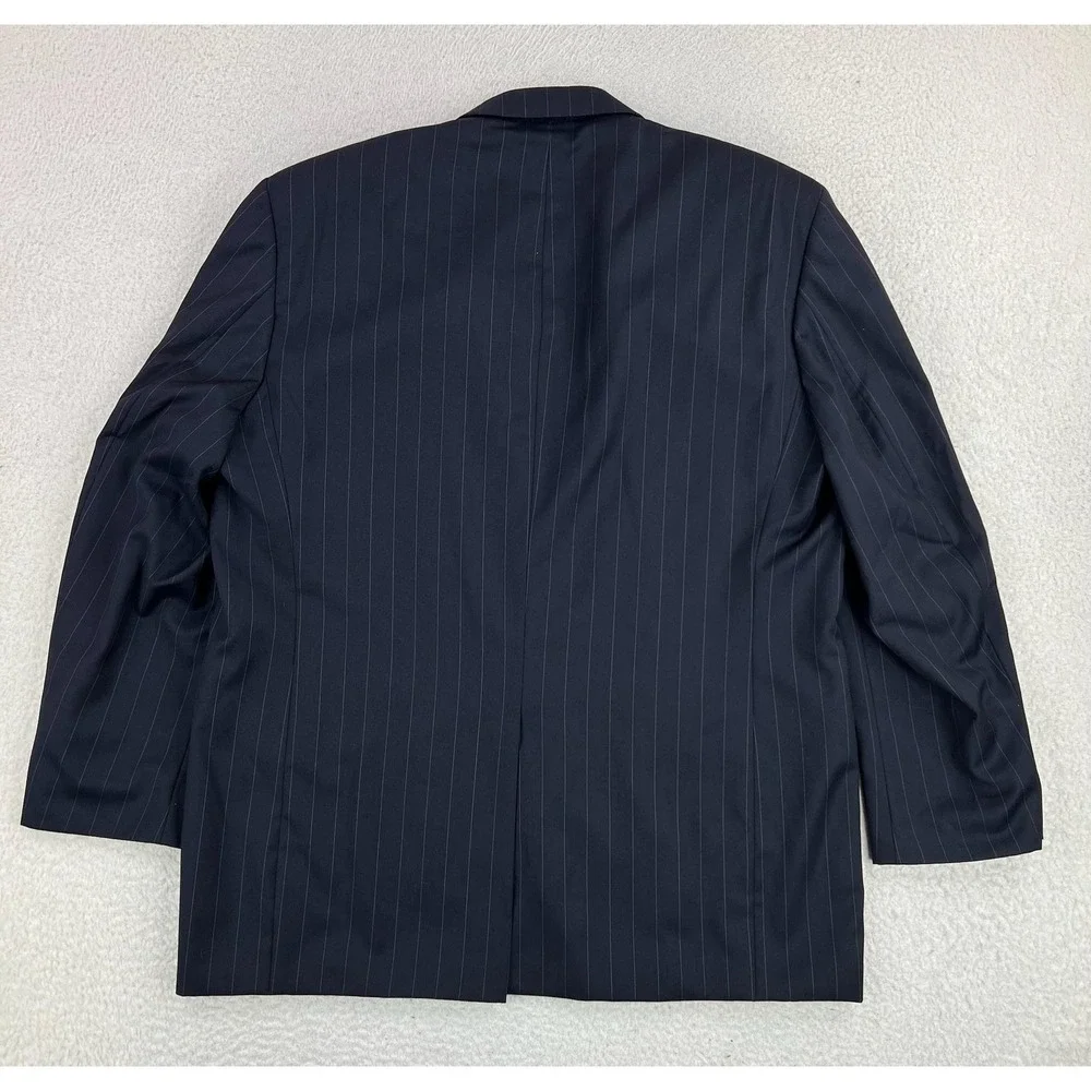 John W. Nordstrom Suit Jacket Mens 46R Blue Pinstripe Loro Piana Wool 2 Button